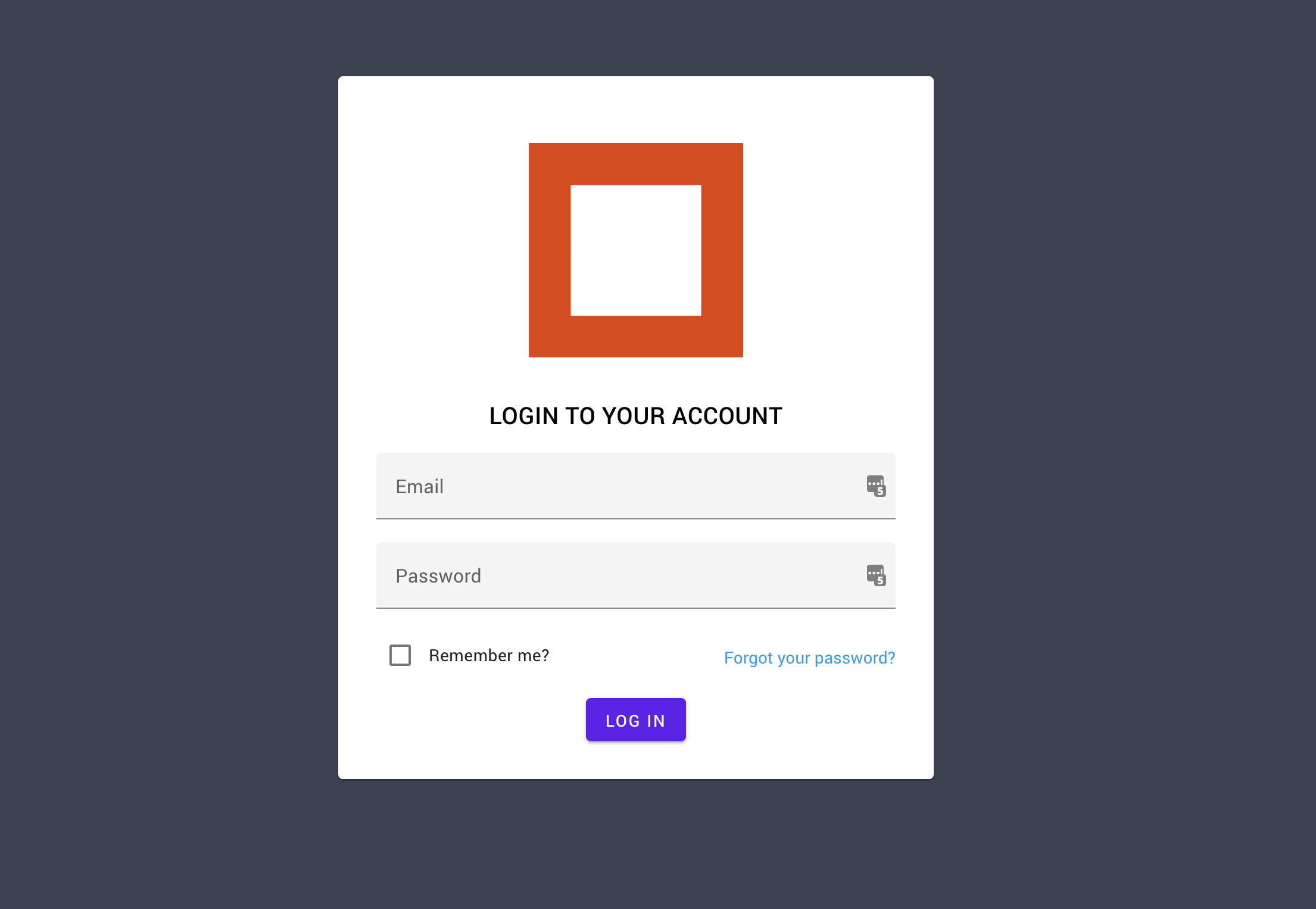 Login page screenshot
